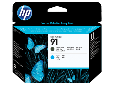 HP 91 Matte Black and Cyan Printhead